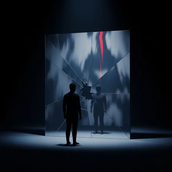 Signs of a narcissist seen in a fractured reflection