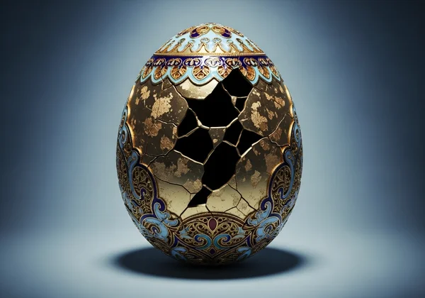A delicate, hollow eggshell representing fragile narcissism.