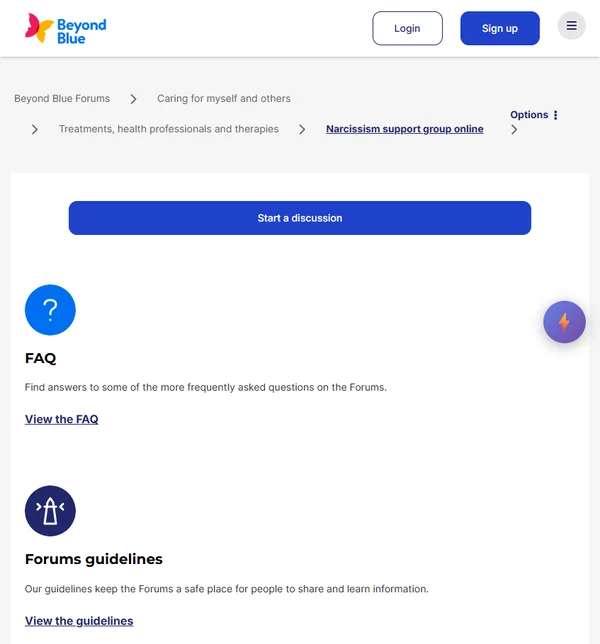 Beyond Blue - Narcissism Support Group Online
