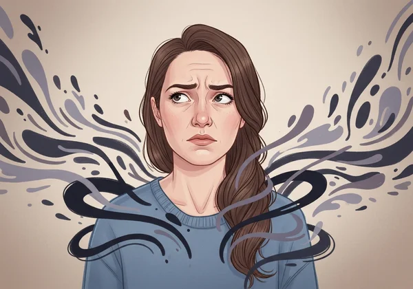 一位女性在複雜關係中感到困惑