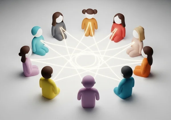 Diverse community in supportive discussion