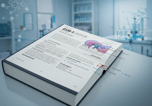 DSM-5 TR book with diagnostic criteria highlighted
