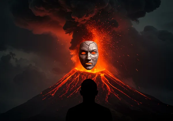Volcanic eruption representing intense narcissistic rage