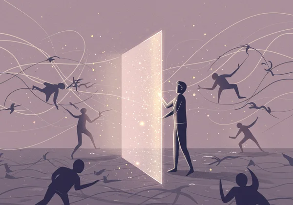 Person creating a boundary, protecting their emotional space