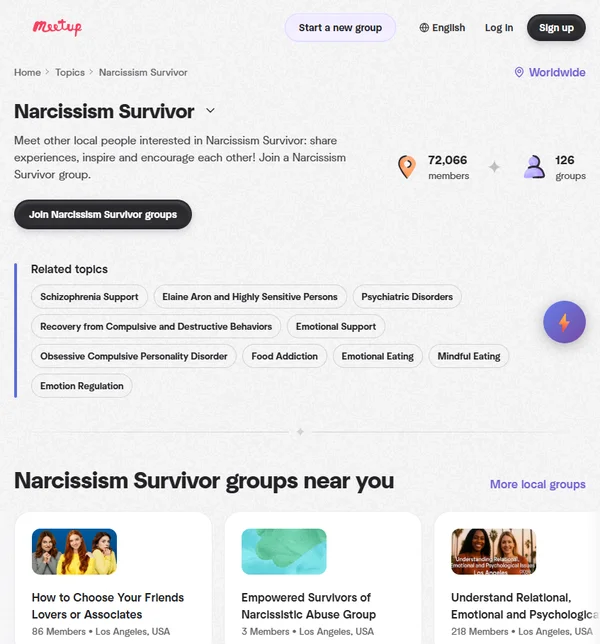 Meetup - Группы поддержки жертв нарциссизма